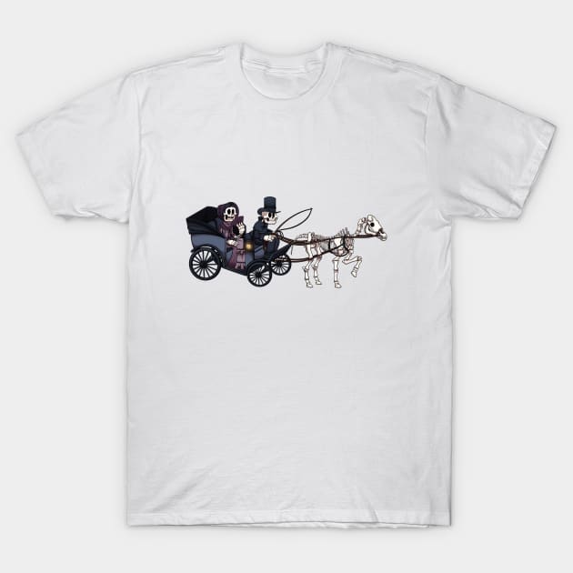 Skeleton Horse And Carriage T-Shirt by TheMaskedTooner